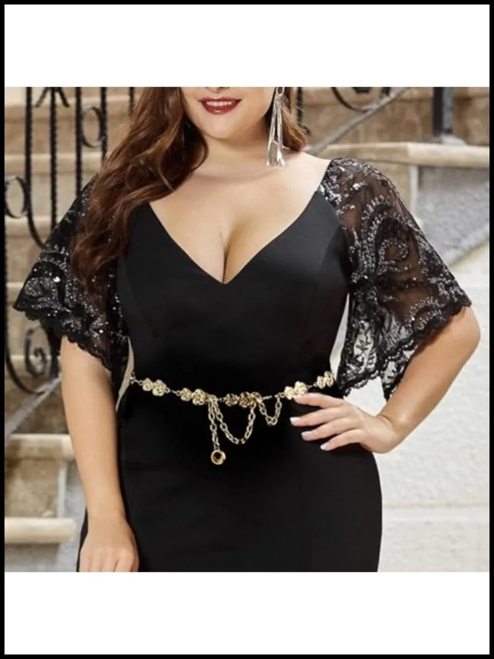 Plus Size Gold Metal Chain Belt, Chunky Body Waist Accessories, Adjustable